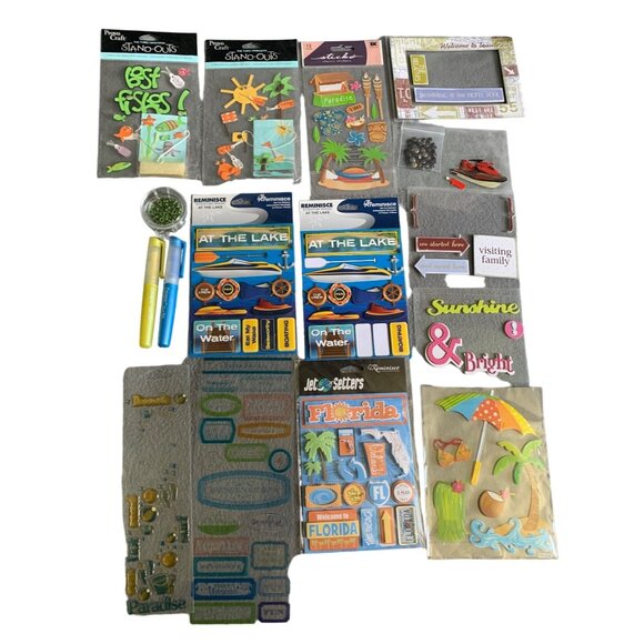Assorted Scrapbooking & Craft Stickers & Pens - Beach & Vacation Themed - Picture 1 of 10